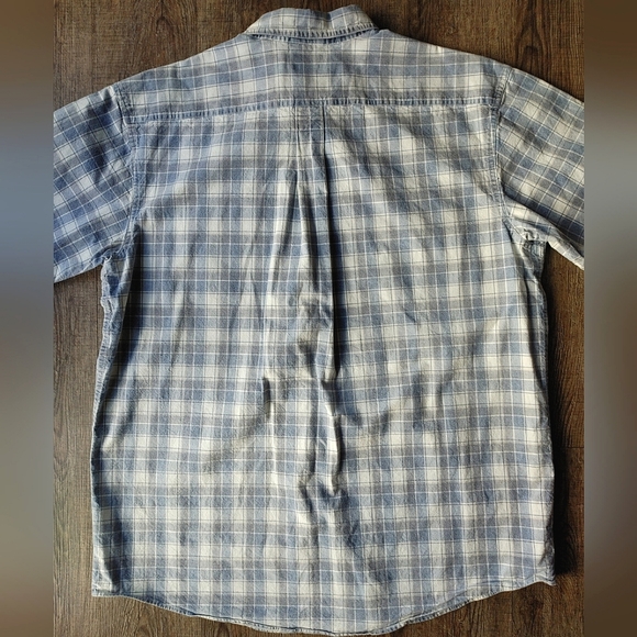 LL Bean Button Down Men's Blue Plaid Flannel Shirt Short Sleeve XL-TALL Casual - Picture 13 of 13